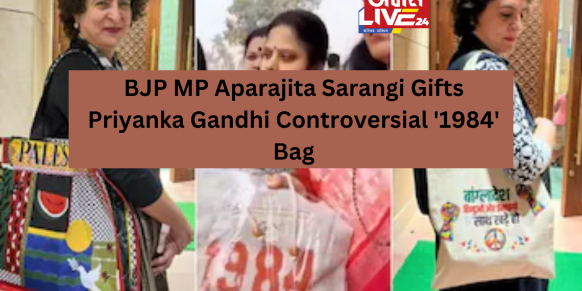 BJP MP Aparajita Sarangi Gifts Priyanka Gandhi ‘1984’ Bag, sparks row